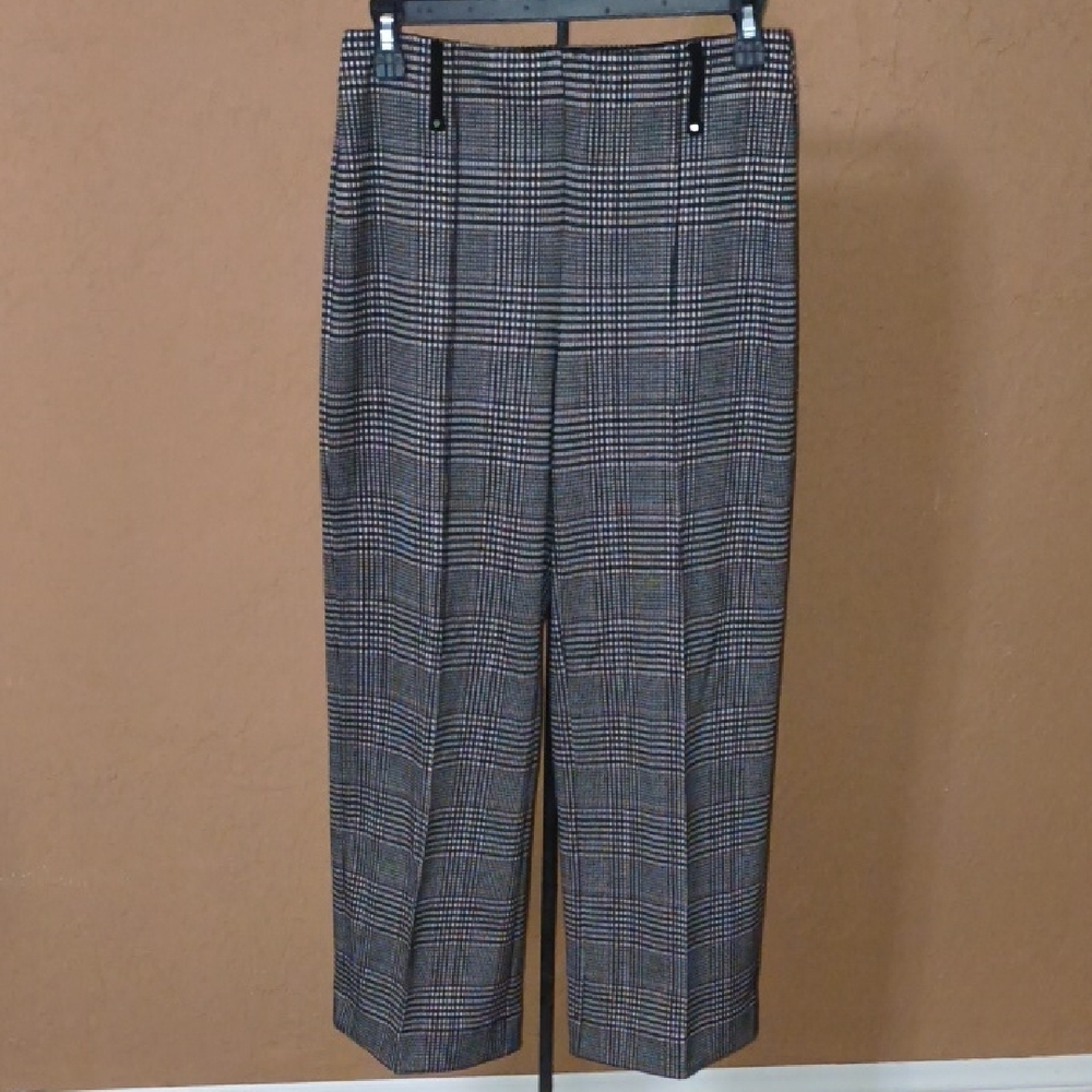 Lysse Black and White Plaid Wide Leg Pants Size Small